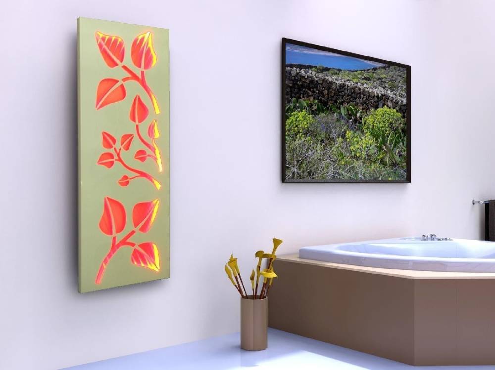 Szagato Badheizkörper mit LED Design Leaves 2 120x47cm 799 Watt weiß SZAGATO Designheizkörper Handtuchheizkörper mit Mittelanschluss Handtuchwärmer Kauf eins, bekomm eins gratis