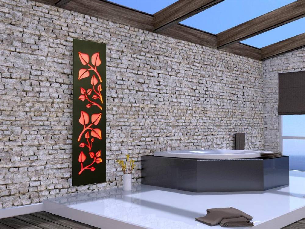 Szagato Badheizkörper mit LED Design Leaves 3 180x47cm 1118 W.anthrazit moon SZAGATO Designheizkörper Handtuchheizkörper mit Mittelanschluss Handtuchwärmer