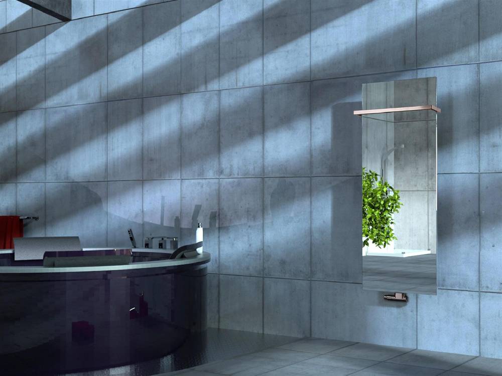 Szagato BADHEIZKÖRPER mit Spiegel Design Mirror 2 120x47cm 799 Watt Edelstahl +1 Halter 15mm SZAGATO Designheizkörper Handtuchheizkörper mit Mittelanschluss VIP-Rabatte