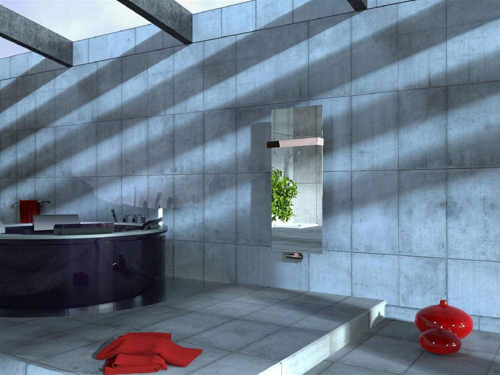 Szagato BADHEIZKÖRPER mit Spiegel Design Mirror 2 120x47cm 799 Watt Edelstahl 3D (+1 Halter glänzend 50mm) SZAGATO Heizkörper Mittelanschluss Handtuchwärmer Wochenangebot