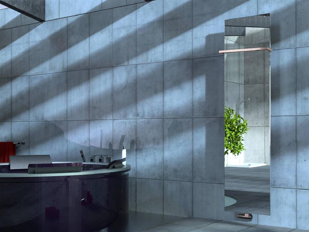 Szagato BADHEIZKÖRPER mit Spiegel Design Mirror 3 180x47cm 1118 Watt Edelstahl (+1 Halter 15mm) SZAGATO Designheizkörper mit Mittelanschluss Handtuchwärmer Letzte 3 Tage