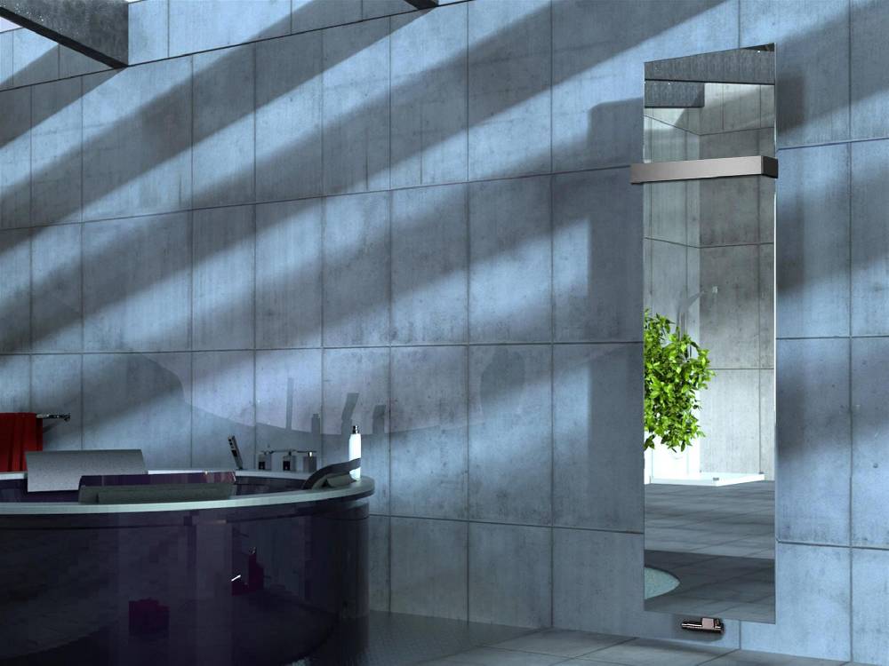 Szagato BADHEIZKÖRPER mit Spiegel Design Mirror 3 180x47cm 1118 Watt Edelstahl (+1 Halter 50mm) SZAGATO Handtuchheizkörper mit Mittelanschluss Handtuchwärmer