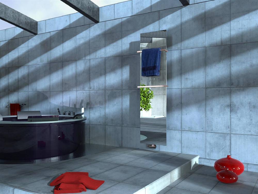 Szagato BADHEIZKÖRPER mit Spiegel Design Mirror 3 180x47cm 1118 Watt Edelstahl (+2 Halter 15mm) SZAGATO Designheizkörper mit Mittelanschluss Handtuchwärmer Zeitbegrenzte Promotion