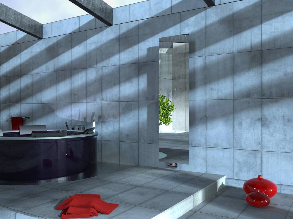 Szagato BADHEIZKÖRPER mit Spiegel Design Mirror 3 180x47cm 1118 Watt Edelstahl 3 D poliert SZAGATO Designheizkörper mit Mittelanschluss Handtuchwärmer Sonderangebot der Fabrik