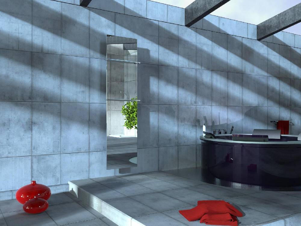 Szagato BADHEIZKÖRPER mit Spiegel Design Mirror 3 180x47cm 1118Watt Edelstahl +2 Halter glänzend 15mm SZAGATO Designheizkörper Mittelanschluss Handtuchwärmer