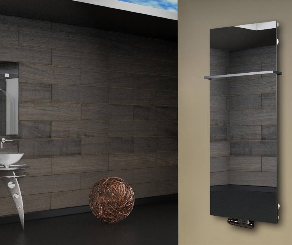 Szagato Badheizkörper mit Spiegel Design Montevideo 2 (Spiegelfront) 120x47cm 799 Watt Spiegel (+1 Halter 15mm) SZAGATO Designheizkörper mit Mittelanschluss