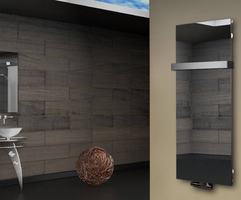 Szagato Badheizkörper mit Spiegel Design Montevideo 2 (Spiegelfront) 120x47cm 799 Watt Spiegel (+1 Halter 50mm) SZAGATO Designheizkörper mit Mittelanschluss