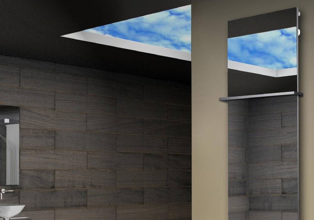 Szagato Badheizkörper mit Spiegel Design Montevideo 3 (Spiegelfront) 180x47cm 1118 Watt (+1 Halter 15mm) SZAGATO Designheizkörper mit Mittelanschluss Black Friday Preise