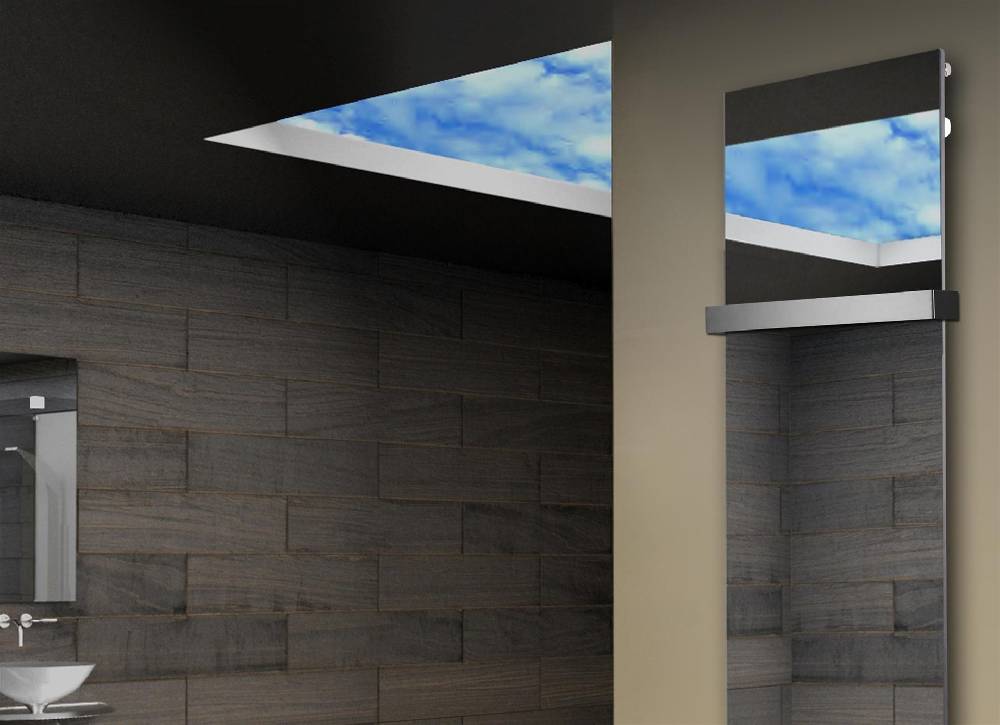 Szagato Badheizkörper mit Spiegel Design Montevideo 3 (Spiegelfront) 180x47cm 1118 Watt (+1 Halter 50mm) SZAGATO Designheizkörper mit Mittelanschluss Im Verkauf