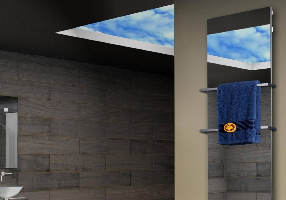 Szagato Badheizkörper mit Spiegel Design Montevideo 3 (Spiegelfront) 180x47cm 1118 Watt (+2 Halter 15mm) SZAGATO Designheizkörper mit Mittelanschluss zollfrei