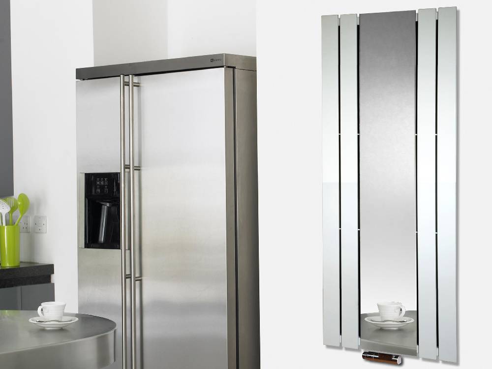 Szagato BADHEIZKÖRPER mit Spiegel Design Shanghai 2 120 x 55cm 581 Watt weiß SZAGATO Designheizkörper Handtuchheizkörper mit Mittelanschluss Handtuchwärmer