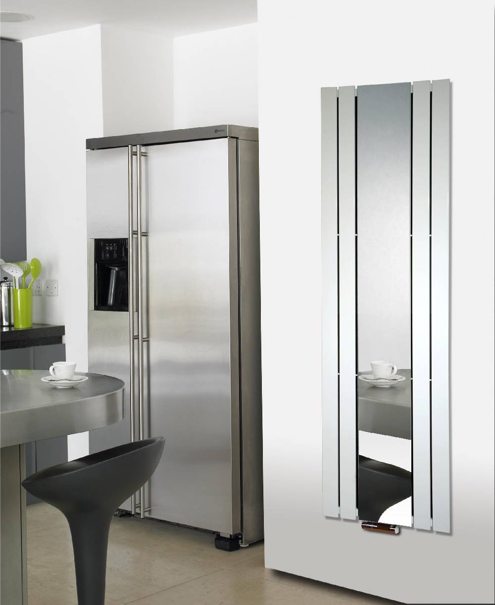 Szagato BADHEIZKÖRPER mit Spiegel Design Shanghai 3 180 x 55cm 819 Watt weiß SZAGATO Designheizkörper Handtuchheizkörper mit Mittelanschluss Handtuchwärmer