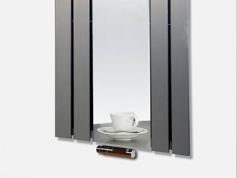 Szagato BADHEIZKÖRPER mit Spiegel Design Shanghai 3 180x55cm 819 W. Edelstahloptik SZAGATO Designheizkörper Handtuchheizkörper Mittelanschluss Handtuchwärmer Auslauf