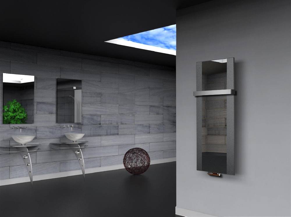 Szagato BADHEIZKÖRPER mit Spiegel Design Singapur 2 120x47cm 799 Watt anthrazit - moon +1 Halter 50mm SZAGATO Designheizkörper Mittelanschluss Handtuchwärmer Angebote