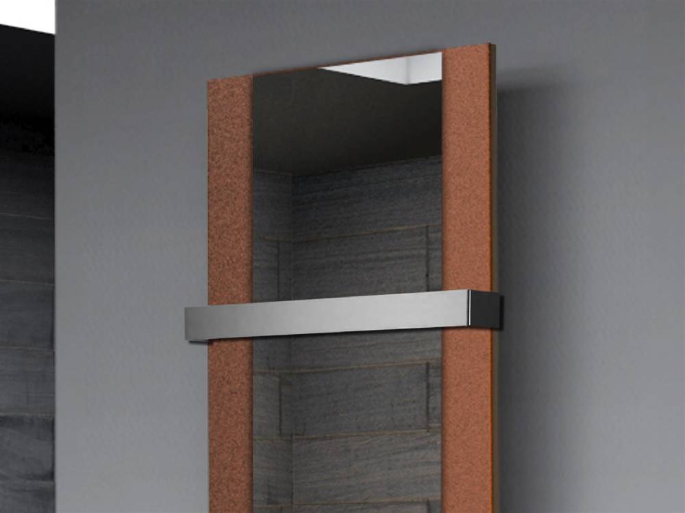 Szagato BADHEIZKÖRPER mit Spiegel Design Singapur 2 120x47cm 799 Watt braun (+1 Halter 50mm) SZAGATO Designheizkörper mit Mittelanschluss Handtuchwärmer Schlussverkauf