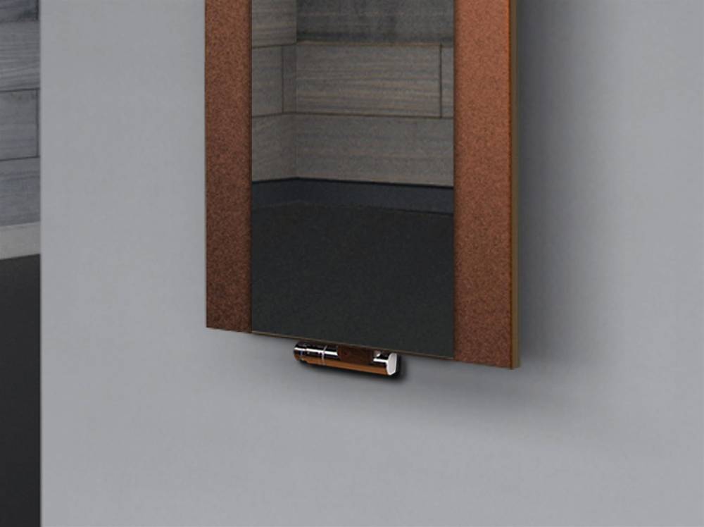 Szagato BADHEIZKÖRPER mit Spiegel Design Singapur 2 120x47cm 799 Watt braun (+1 Halter 50mm) SZAGATO Designheizkörper mit Mittelanschluss Handtuchwärmer Schlussverkauf