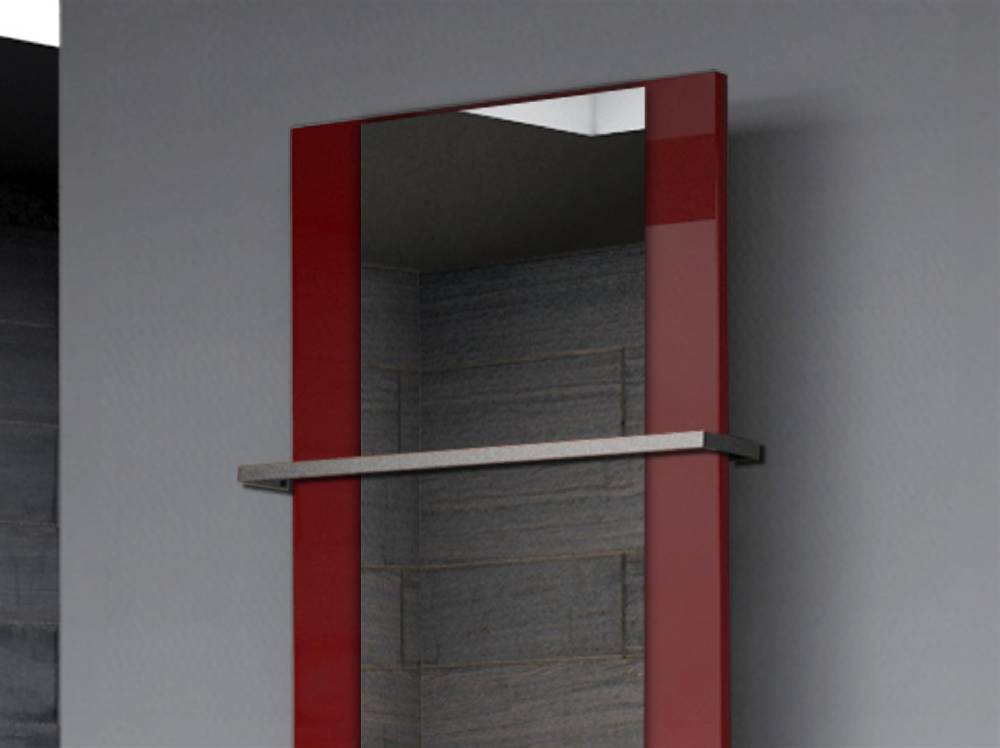 Szagato BADHEIZKÖRPER mit Spiegel Design Singapur 2 120x47cm 799 Watt rot (+1 Halter 15mm) SZAGATO Designheizkörper mit Mittelanschluss Handtuchwärmer Fabrikverkauf