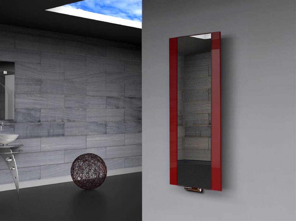 Szagato BADHEIZKÖRPER mit Spiegel Design Singapur 2 120x47cm 799 Watt rot SZAGATO Designheizkörper Handtuchheizkörper mit Mittelanschluss Handtuchwärmer