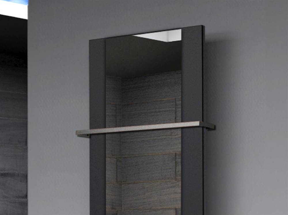 Szagato BADHEIZKÖRPER mit Spiegel Design Singapur 2 120x47cm 799 Watt schwarz (+1 Halter 15mm) SZAGATO Designheizkörper mit Mittelanschluss Handtuchwärmer Kostenloser Versand