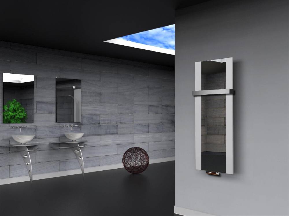 Szagato BADHEIZKÖRPER mit Spiegel Design Singapur 2 120x47cm 799 Watt weiß (+1 Halter 50mm) SZAGATO Designheizkörper Handtuchheizkörper mit Mittelanschluss Sonderangebot