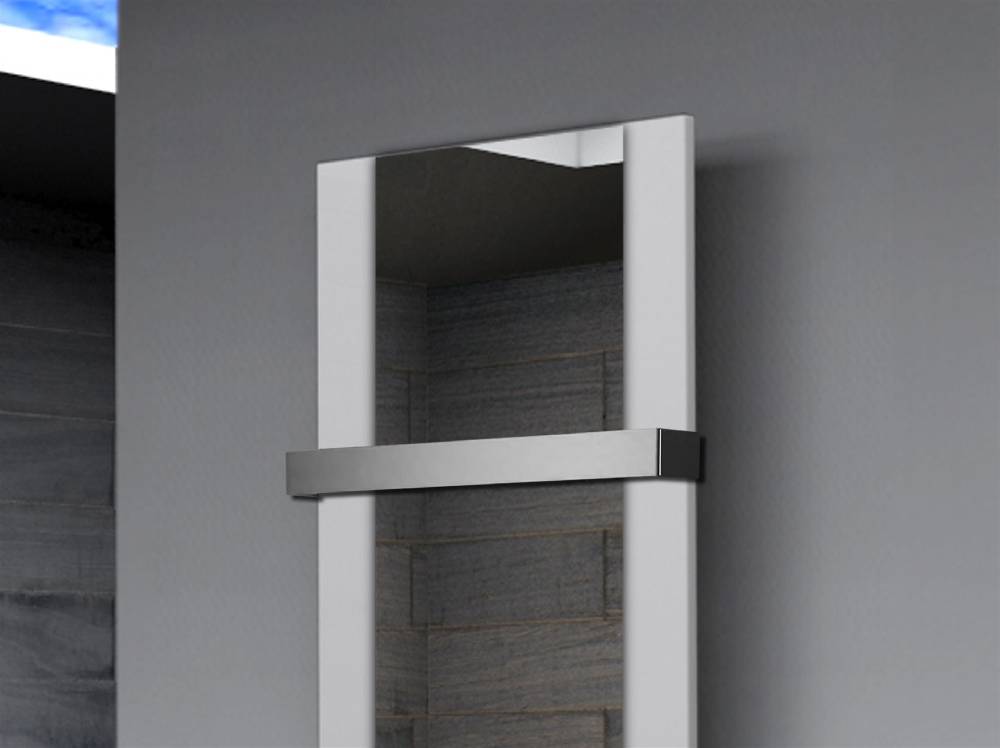 Szagato BADHEIZKÖRPER mit Spiegel Design Singapur 2 120x47cm 799 Watt weiß (+1 Halter 50mm) SZAGATO Designheizkörper Handtuchheizkörper mit Mittelanschluss Sonderangebot