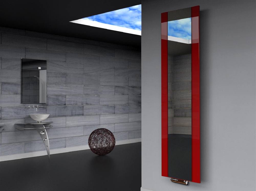 Szagato BADHEIZKÖRPER mit Spiegel Design Singapur 3 180x47cm 1118 Wat rot SZAGATO Designheizkörper Handtuchheizkörper mit Mittelanschluss Handtuchwärmer