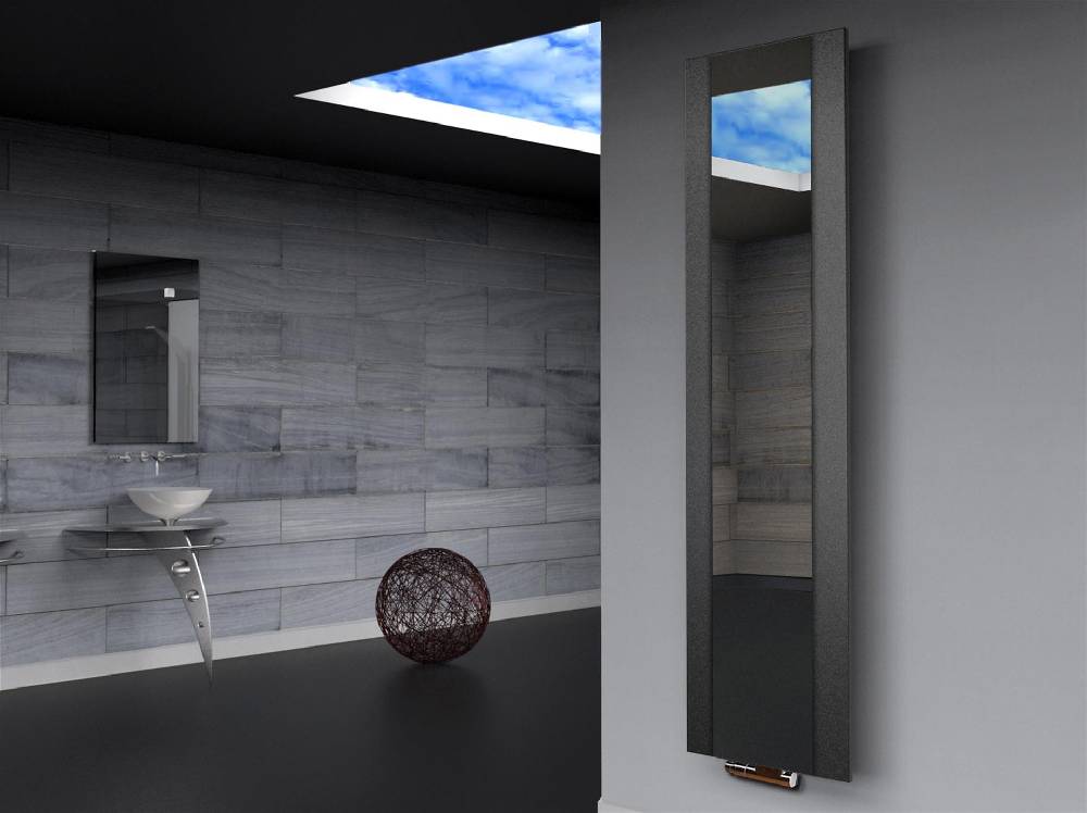 Szagato BADHEIZKÖRPER mit Spiegel Design Singapur 3 180x47cm 1118 Watt anthrazit - moon SZAGATO Design Handtuchheizkörper mit Mittelanschluss Handtuchwärmer