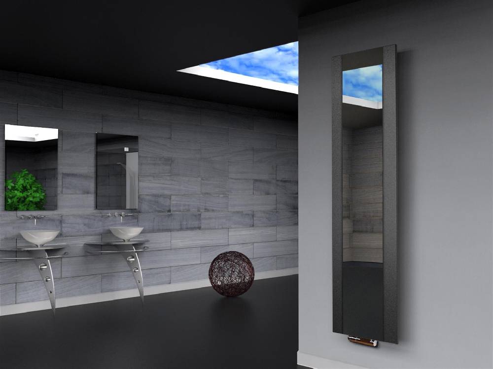 Szagato BADHEIZKÖRPER mit Spiegel Design Singapur 3 180x47cm 1118 Watt anthrazit - moon SZAGATO Design Handtuchheizkörper mit Mittelanschluss Handtuchwärmer Versandkostenfrei