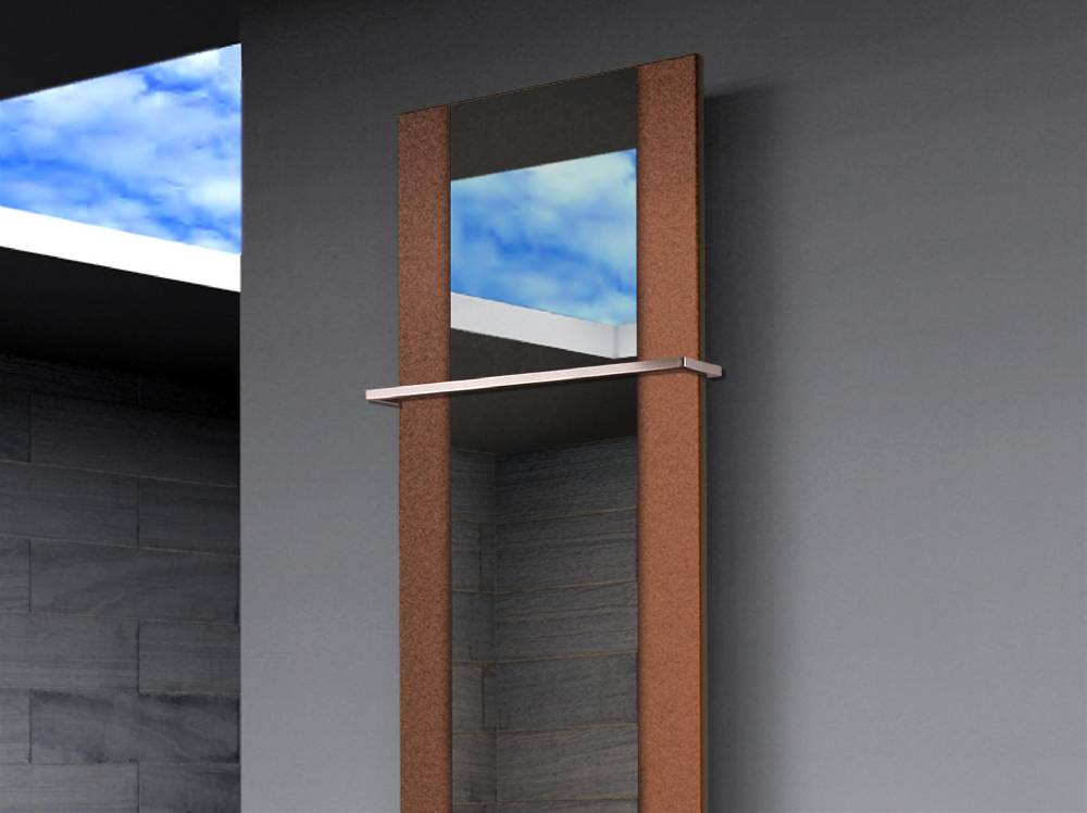 Szagato BADHEIZKÖRPER mit Spiegel Design Singapur 3 180x47cm 1118 Watt braun (+1 Halter 15mm) SZAGATO Designheizkörper mit Mittelanschluss Handtuchwärmer Großer Ausverkauf