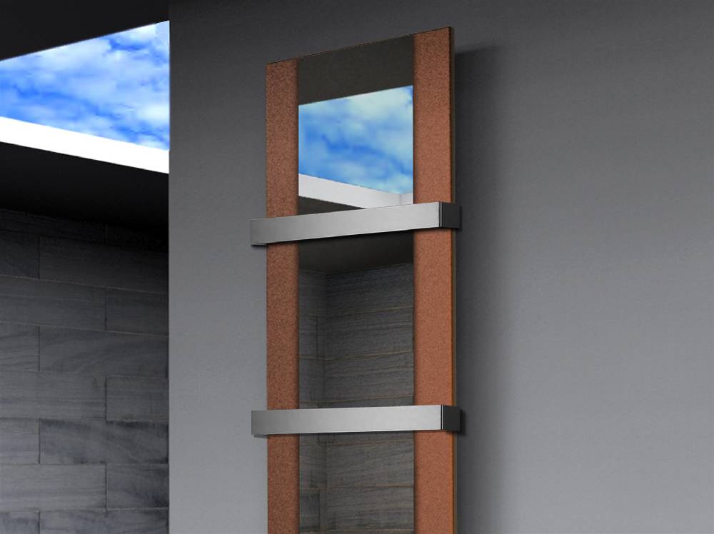 Szagato BADHEIZKÖRPER mit Spiegel Design Singapur 3 180x47cm 1118 Watt braun (+2 Halter 50mm) SZAGATO Designheizkörper mit Mittelanschluss Handtuchwärmer Online Shopping