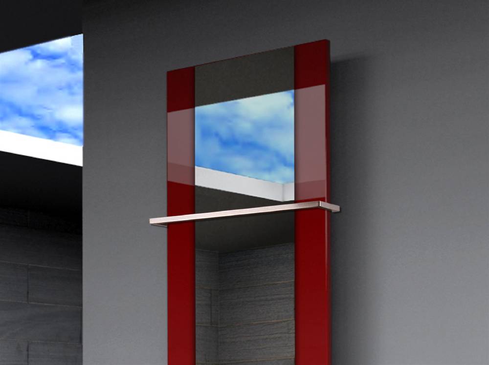 Szagato BADHEIZKÖRPER mit Spiegel Design Singapur 3 180x47cm 1118 Watt rot (+1 Halter 15mm) SZAGATO Designheizkörper mit Mittelanschluss Handtuchwärmer Preisnachlass