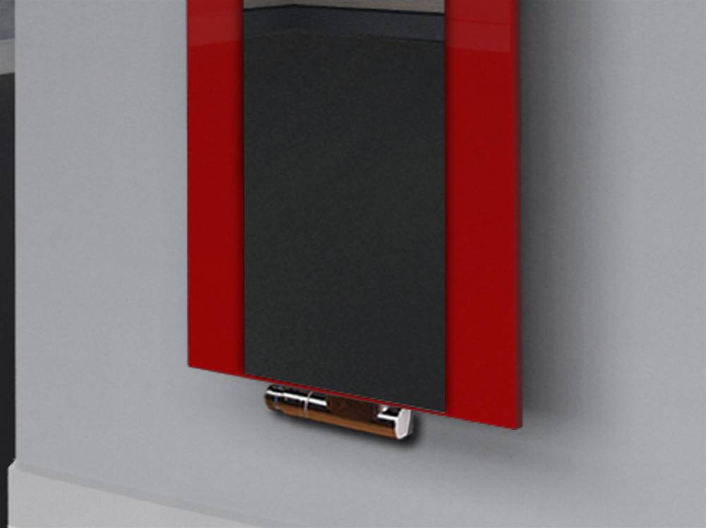 Szagato BADHEIZKÖRPER mit Spiegel Design Singapur 3 180x47cm 1118 Watt rot (+2 Halter 15mm) SZAGATO Designheizkörper mit Mittelanschluss Handtuchwärmer Black Friday