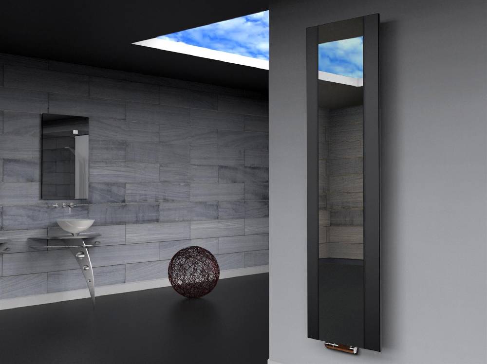 Szagato BADHEIZKÖRPER mit Spiegel Design Singapur 3 180x47cm 1118 Watt schwarz SZAGATO Designheizkörper Handtuchheizkörper mit Mittelanschluss Handtuchwärmer Valentinstagsangebot