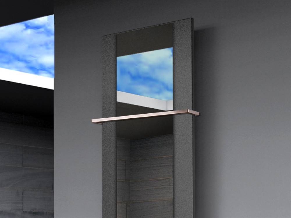 Szagato BADHEIZKÖRPER mit Spiegel Design Singapur 3 180x47cm 1118Watt anthrazit - moon +1 Halter 15mm SZAGATO Designheizkörper Mittelanschluss Handtuchwärmer Online Outlet