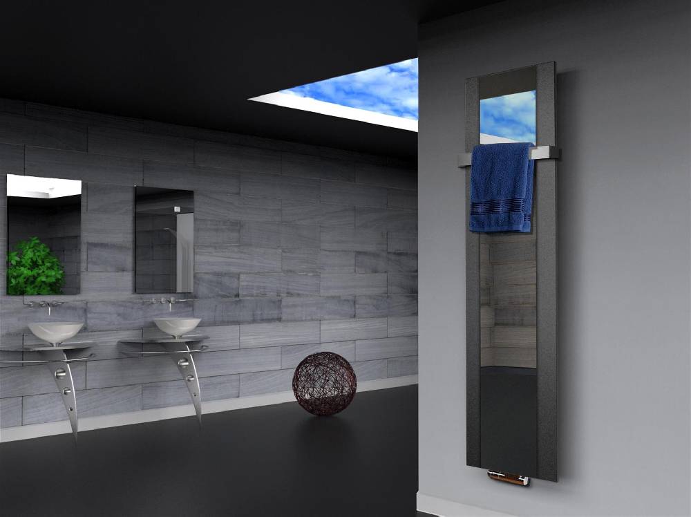 Szagato BADHEIZKÖRPER mit Spiegel Design Singapur 3 180x47cm 1118Watt anthrazit - moon +1 Halter 50mm SZAGATO Designheizkörper Mittelanschluss Handtuchwärmer Zeitlich begrenztes Angebot