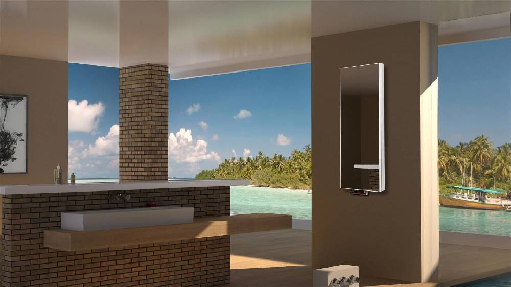 Szagato BADHEIZKÖRPER mit Spiegel Montevideo 5 120x47cm 1458 Watt Spiegel SZAGATO Designheizkörper Handtuchheizkörper mit Mittelanschluss Handtuchwärmer