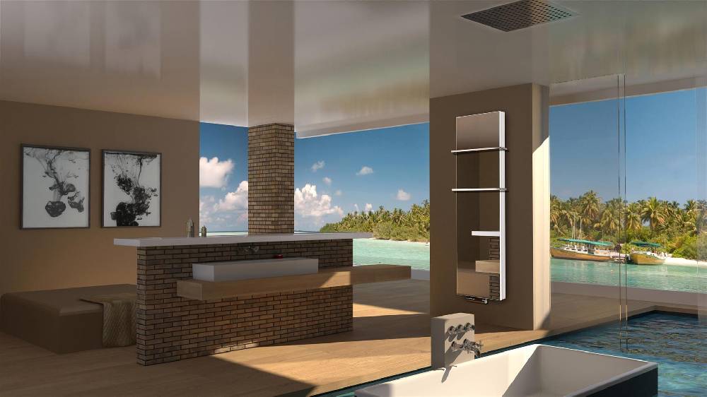 Szagato BADHEIZKÖRPER mit Spiegel Montevideo 6 180x47cm 1964 Watt Spiegel +2 Halter 15mm SZAGATO Designheizkörper Handtuchheizkörper mit Mittelanschluss Saisonale Angebote