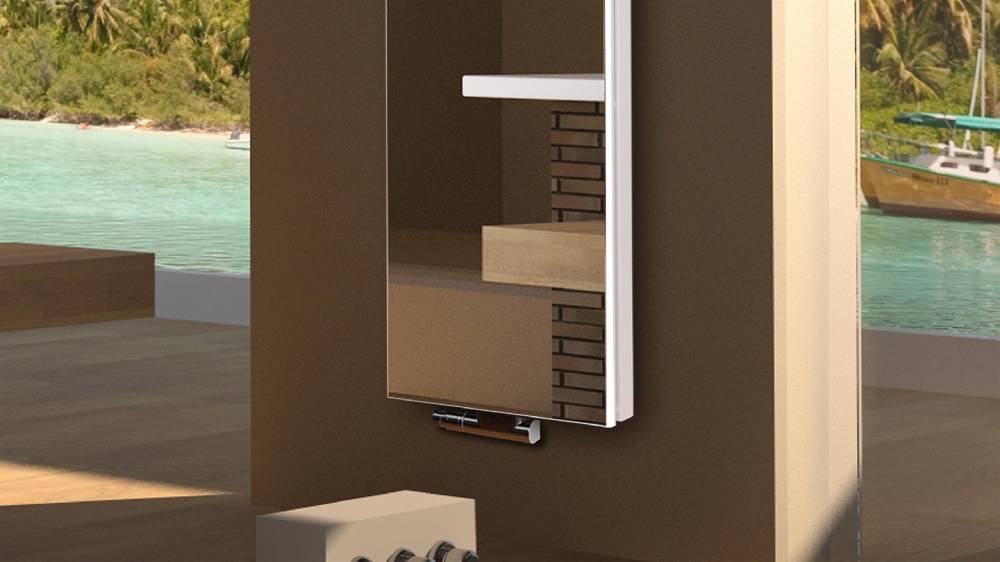 Szagato BADHEIZKÖRPER mit Spiegel Montevideo 6 180x47cm 1964 Watt Spiegel +2 Halter 15mm SZAGATO Designheizkörper Handtuchheizkörper mit Mittelanschluss Saisonale Angebote