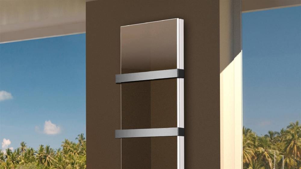 Szagato BADHEIZKÖRPER Spiegel Montevideo 6 180x47cm 1964 Watt Spiegel +2 Halter 50mm SZAGATO Designheizkörper Handtuchheizkörper mit Mittelanschluss Sonderangebote