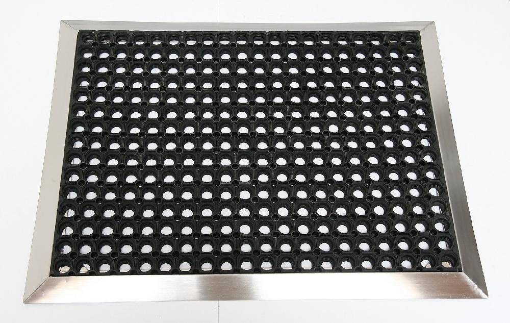 Szagato Edelstahlrahmen mit Fußmatte Ringgummi 110x85cm Gr. 4 SZAGATO Made in Germany Schuhabstreifer Edelstahl außen Fußabtreter Türmatte Gummi Riesige Rabatte