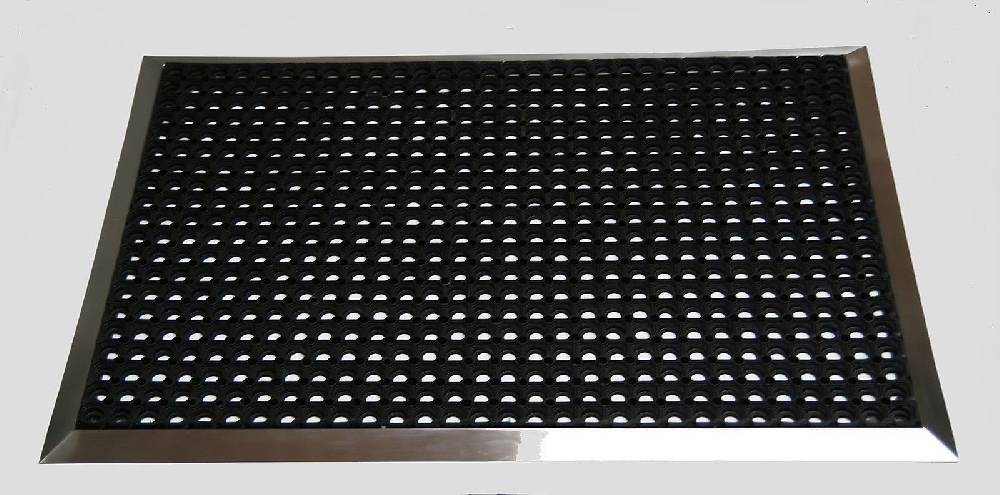 Szagato Edelstahlrahmen mit Fußmatte Ringgummi 130x90cm SZAGATO Made in Germany Schuhabstreifer Edelstahl außen Schmutzfangmatte Fußabtreter 50% Rabatt mit kostenlosem Versand