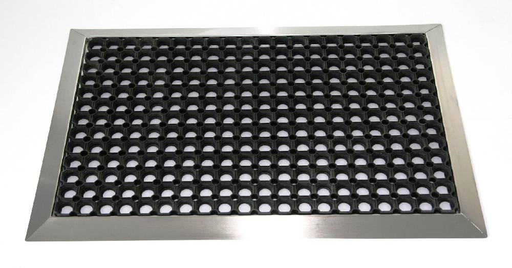 Szagato Edelstahlrahmen mit Fußmatte Ringgummi 70x50cm SZAGATO Made in Germany Schuhabstreifer Edelstahl außen Schmutzfangmatte Fußabtreter Schmutzmatte