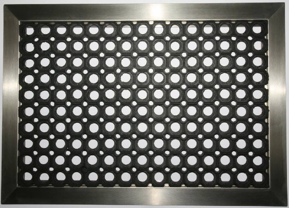 Szagato Edelstahlrahmen mit Fußmatte Ringgummi 70x50cm SZAGATO Made in Germany Schuhabstreifer Edelstahl außen Schmutzfangmatte Fußabtreter Schmutzmatte Clearance-Verkauf