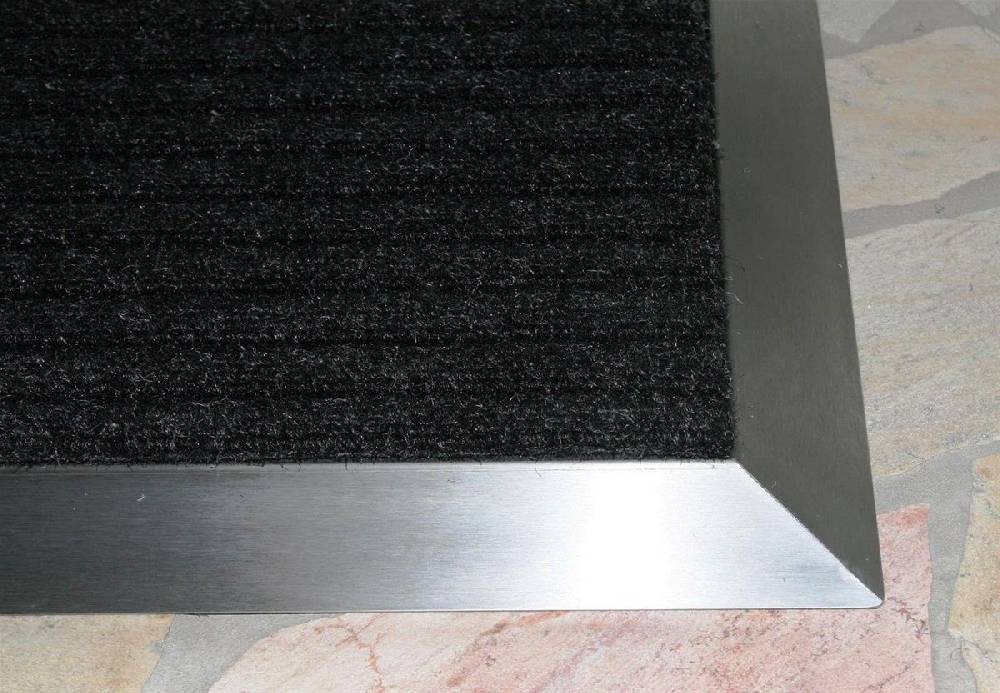 Szagato Edelstahlrahmen mit Fußmatte Ripps 110x60cm SZAGATO Made in Germany Schuhabstreifer Edelstahl außen Schmutzfangmatte Fußabtreter Schmutzmatte Kostenloser Versand international