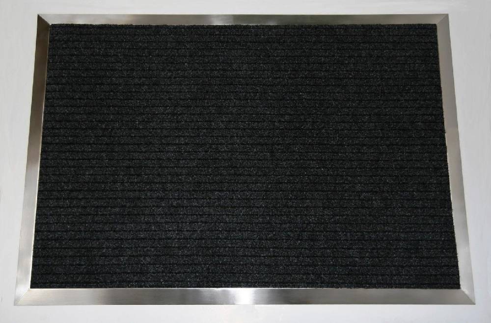 Szagato Edelstahlrahmen mit Fußmatte Ripps 130x90cm SZAGATO Made in Germany Schuhabstreifer Edelstahl außen Schmutzfangmatte Fußabtreter Schmutzmatte
