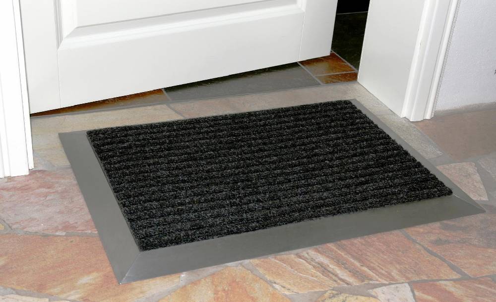 Szagato Edelstahlrahmen mit Fußmatte Ripps 70x50cm SZAGATO Made in Germany Schuhabstreifer Edelstahl außen Schmutzfangmatte Fußabtreter Schmutzmatte