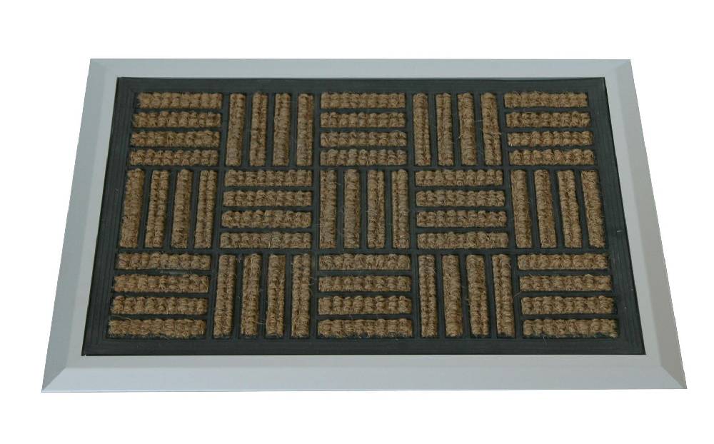 Szagato Fußmatte mit ALU Rahmen 68x48cm Kokos - Gummi Aluminium SZAGATO Made in Germany Fußmatte ALUMINIUM Schmutzfangmatte Fußabtreter Schmutzmatte Outlet
