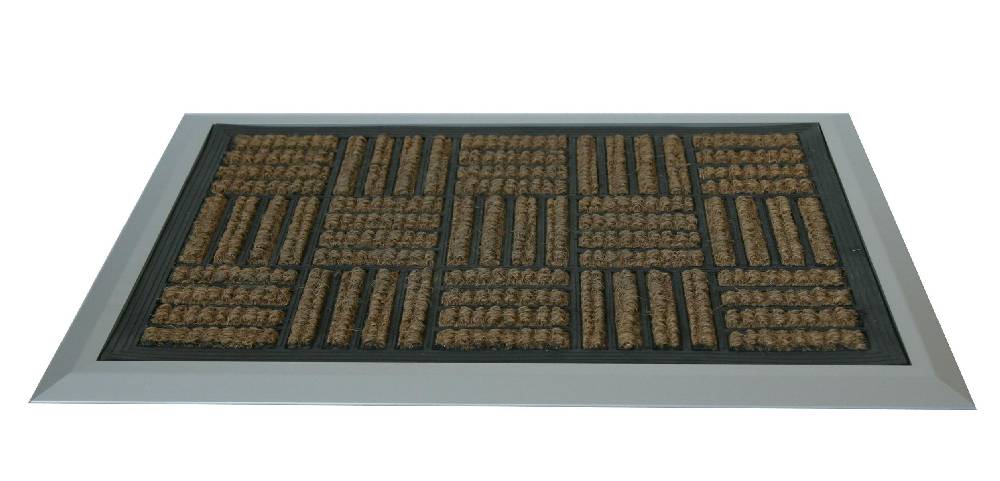 Szagato Fußmatte mit ALU Rahmen 68x48cm Kokos - Gummi Aluminium SZAGATO Made in Germany Fußmatte ALUMINIUM Schmutzfangmatte Fußabtreter Schmutzmatte Outlet