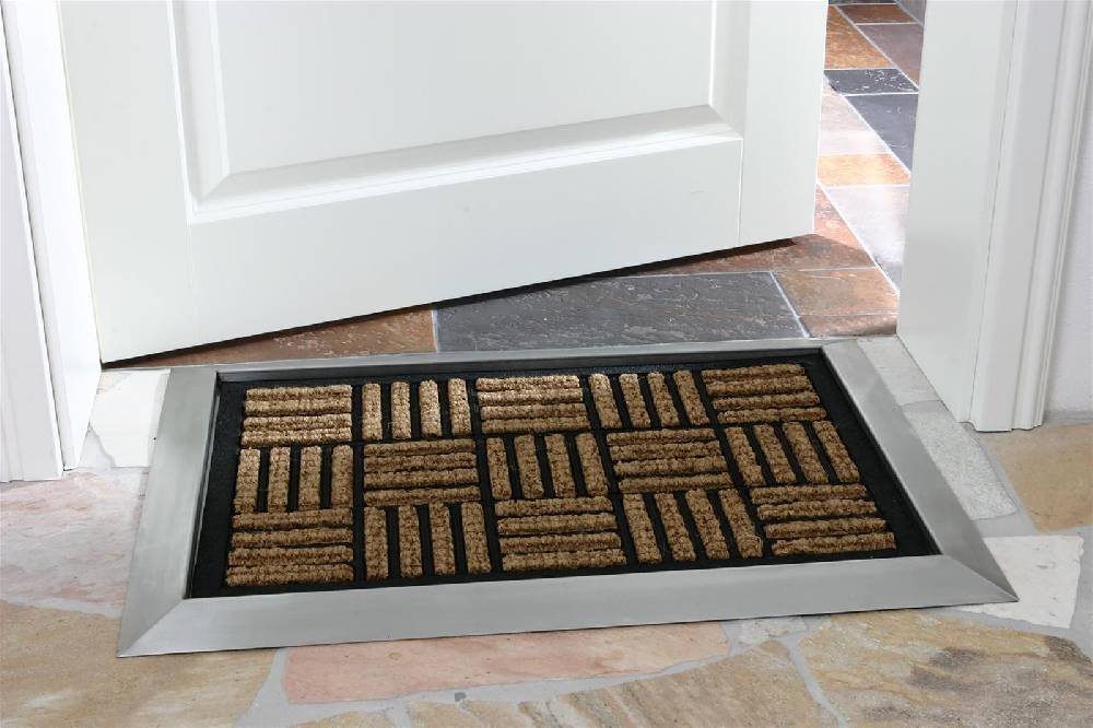 Szagato Fußmatte mit Edelstahl-Rahmen 70x50cm Design 12 Kokos - Gummi SZAGATO Edelstahl Fußmatte Schuhabstreifer Edelstahl außen Fussmatte Edelstahl aussen Auslauf