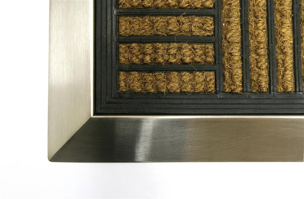 Szagato Fußmatte mit Edelstahl-Rahmen 70x50cm Design 12 Kokos - Gummi SZAGATO Edelstahl Fußmatte Schuhabstreifer Edelstahl außen Fussmatte Edelstahl aussen Auslauf